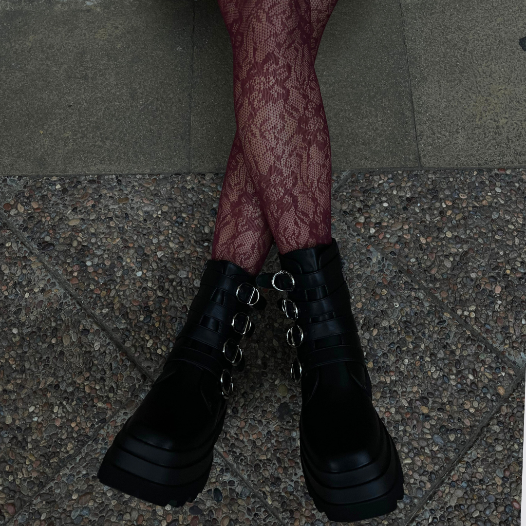 .⋆✮ PANTYS ENCAJE XS a M (negro & burdeo) ⋆.